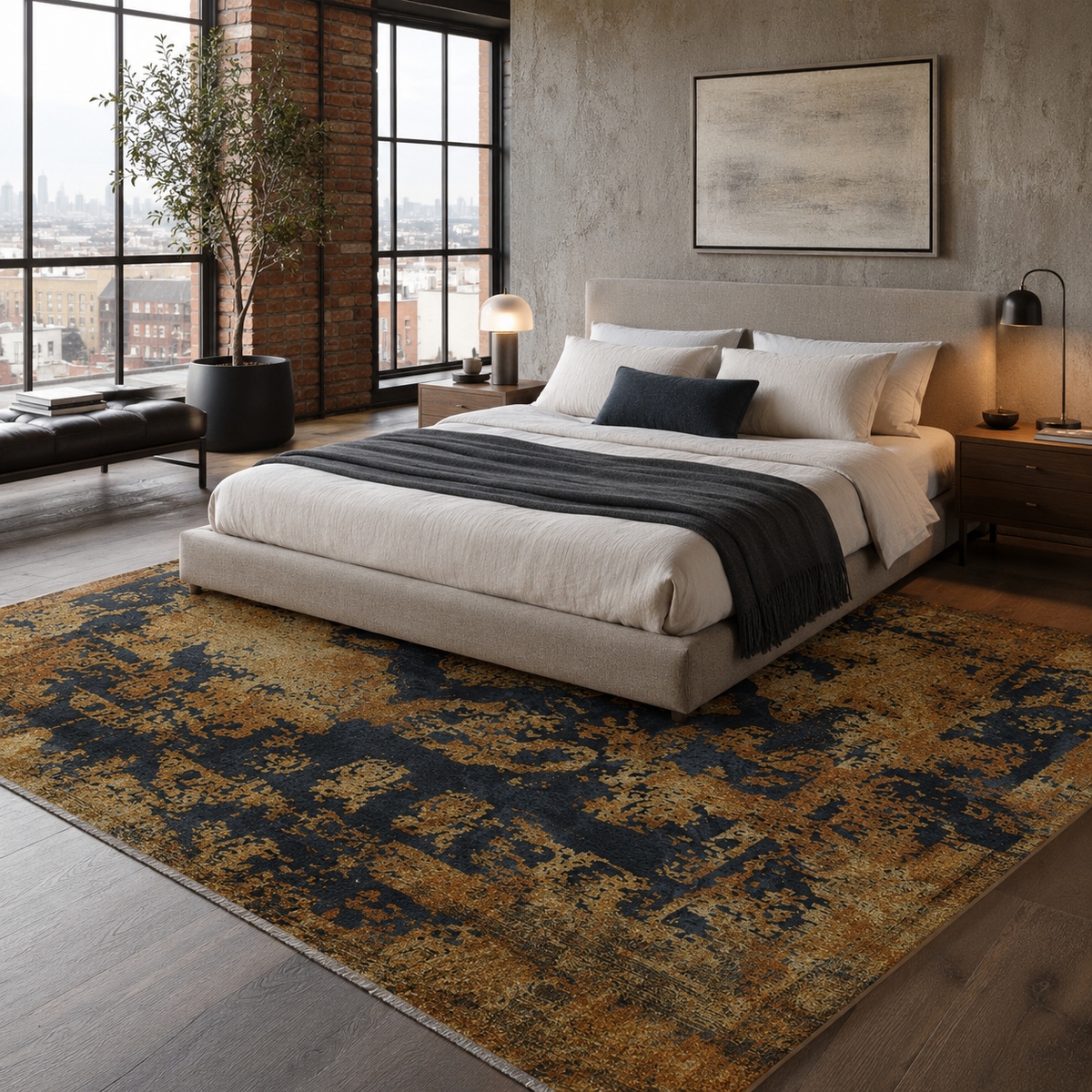 Tapis Vintage Gris Lavable Carmen, vue 3