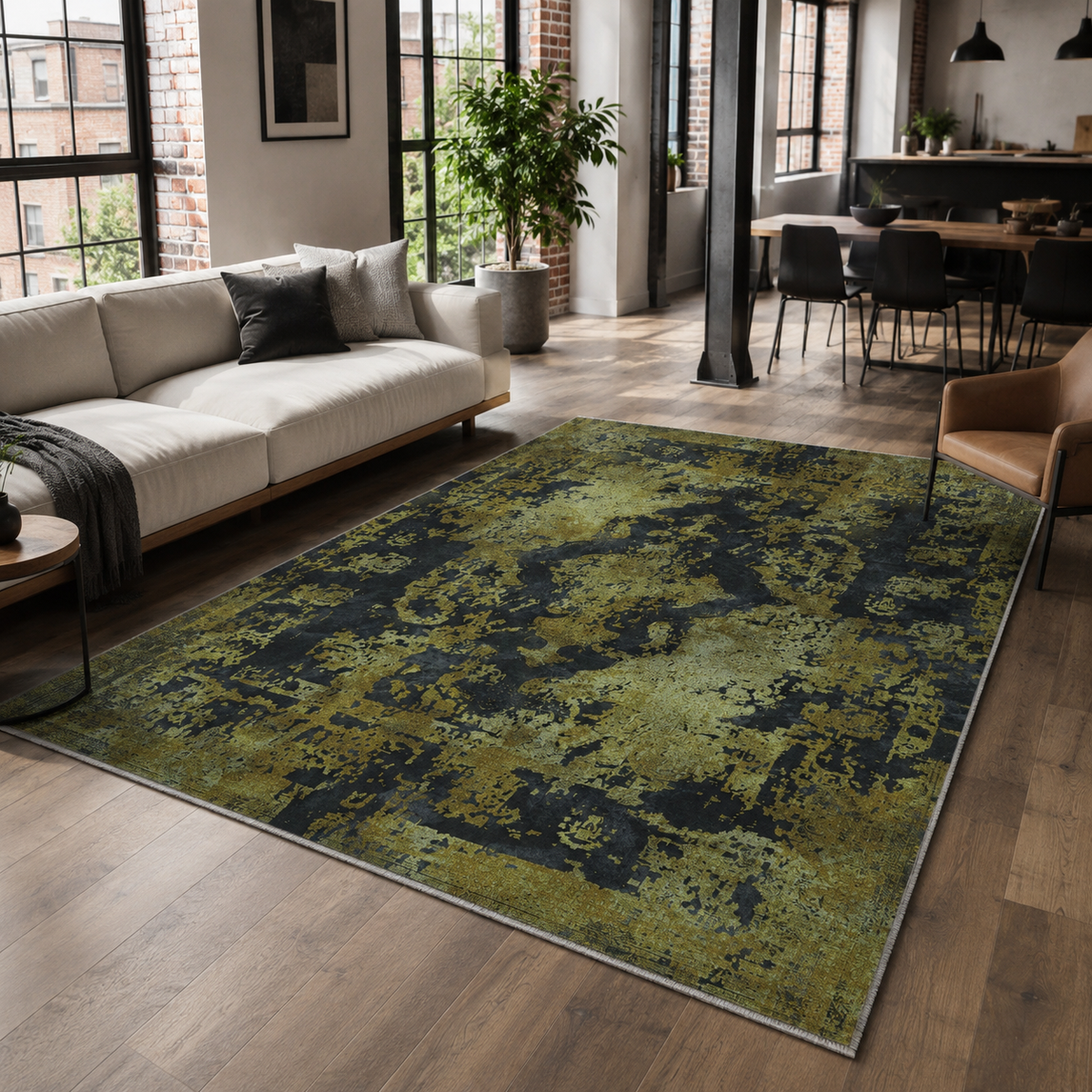 Tapis Vintage Gris Lavable Lima, vue principale