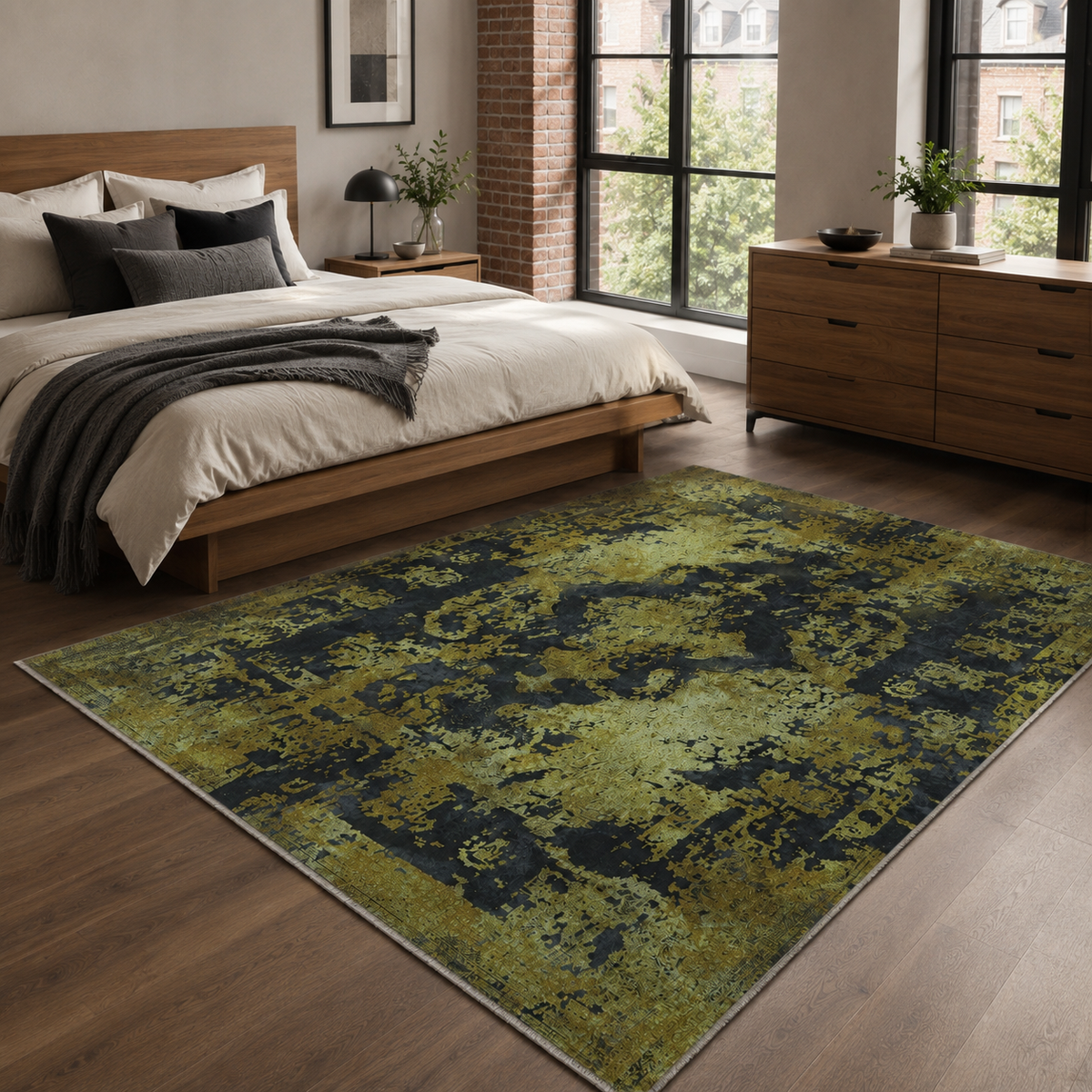 Tapis Vintage Gris Lavable Lima, vue 3