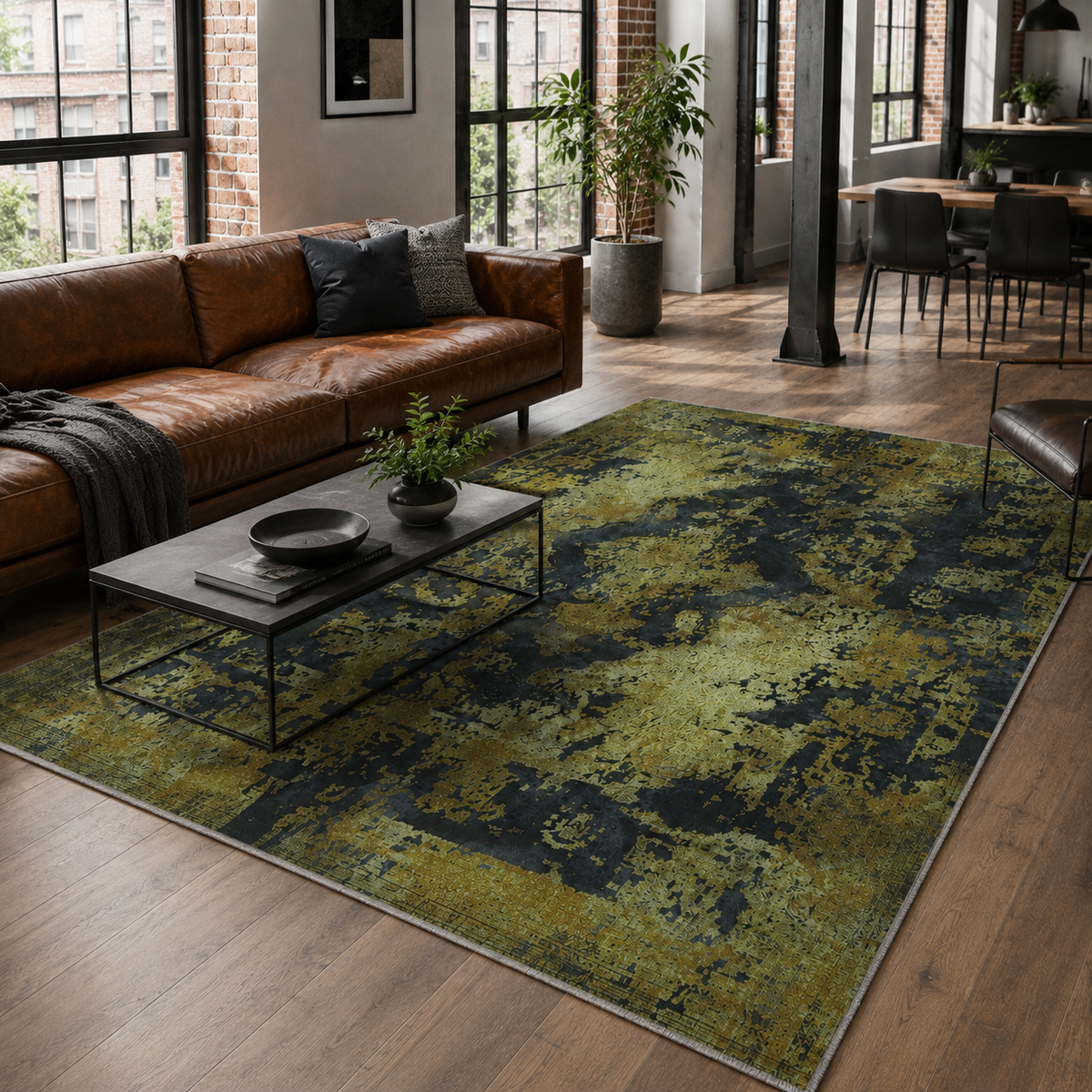 Tapis Vintage Gris Lavable Lima, vue 7
