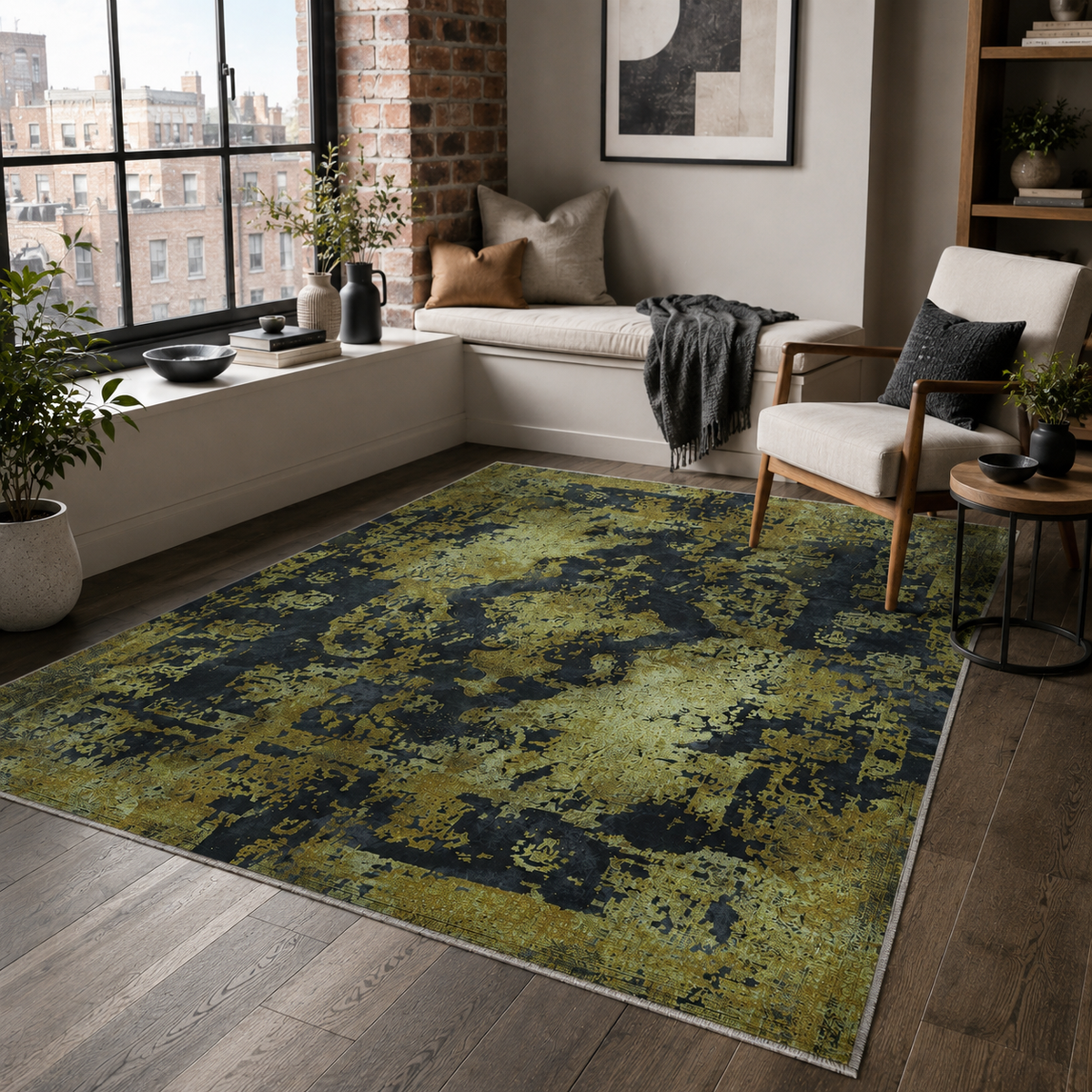 Tapis Vintage Gris Lavable Lima, vue 8