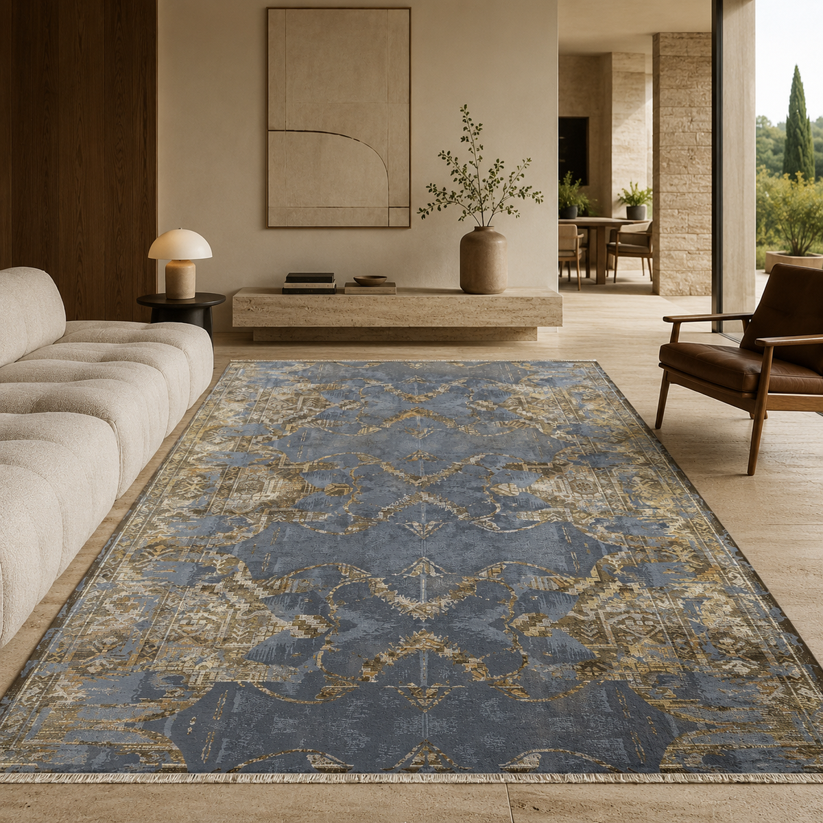 Tapis Vintage Gris Lavable Calista, vue 7