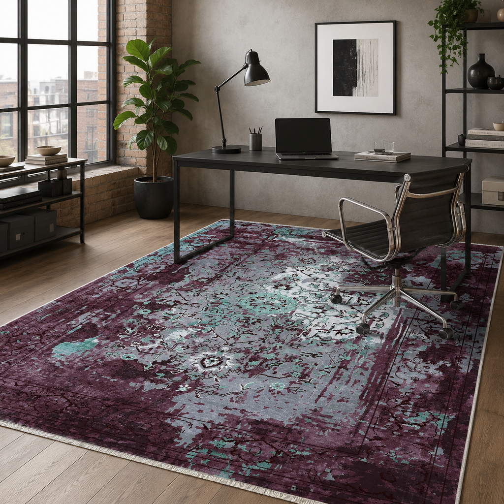 Tapis Vintage Gris Lavable Sora, vue 4