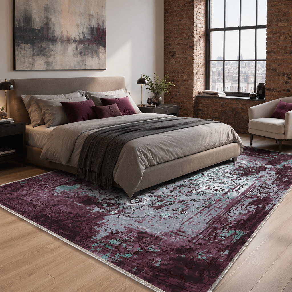 Tapis Vintage Gris Lavable Sora, vue 6