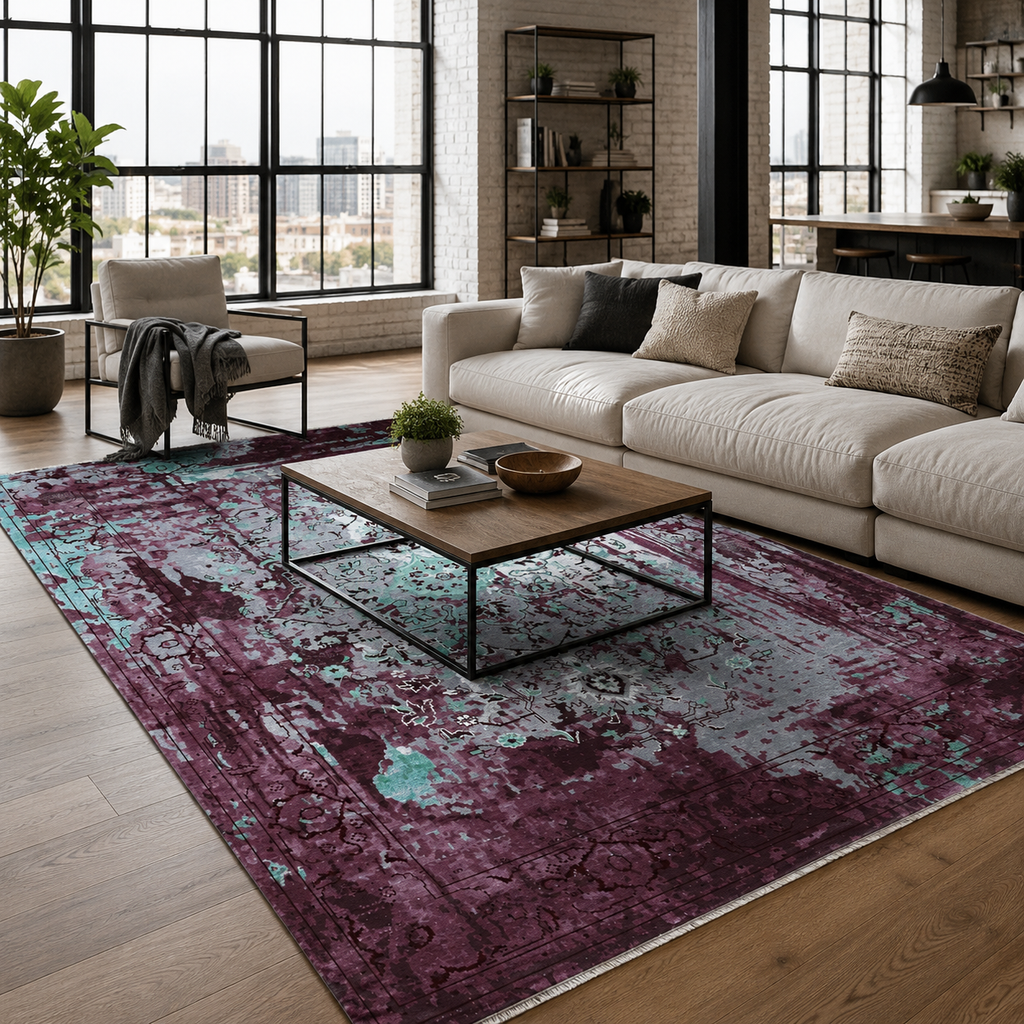 Tapis Vintage Gris Lavable Sora, vue 7