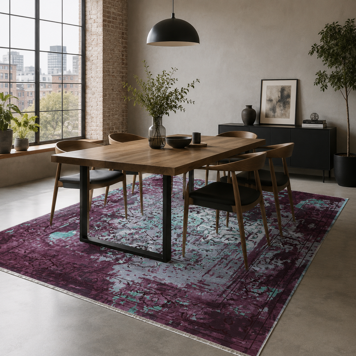 Tapis Vintage Gris Lavable Sora, vue 8
