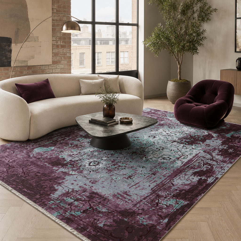 Tapis Vintage Gris Lavable Sora, vue 9