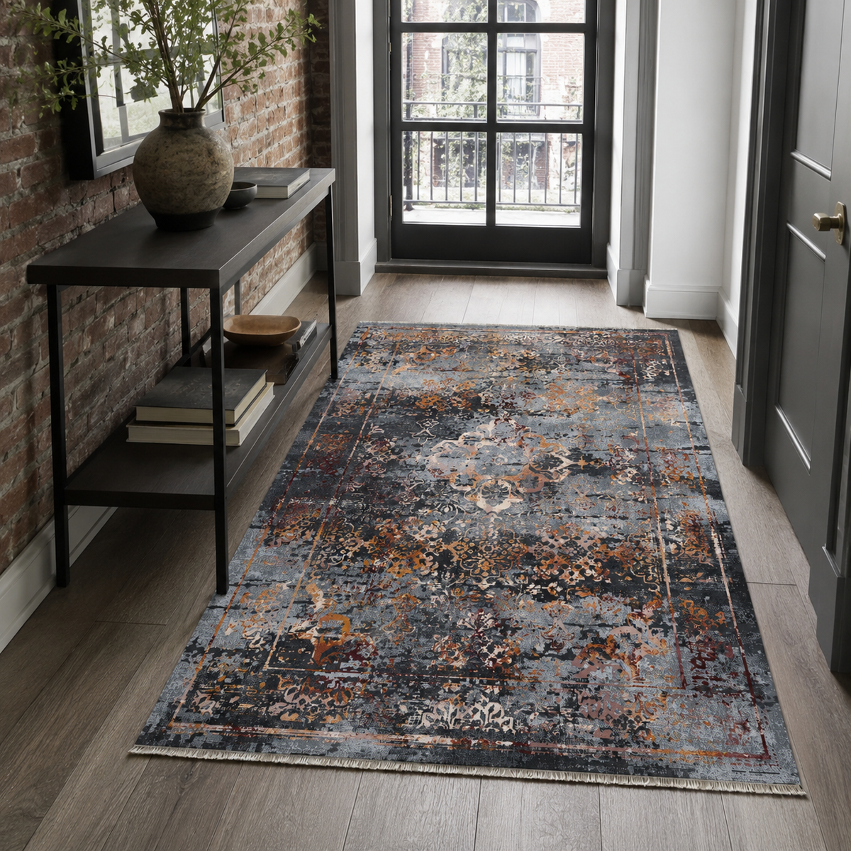 Tapis Classique Vintage Gris Lavable Céleste, vue 6