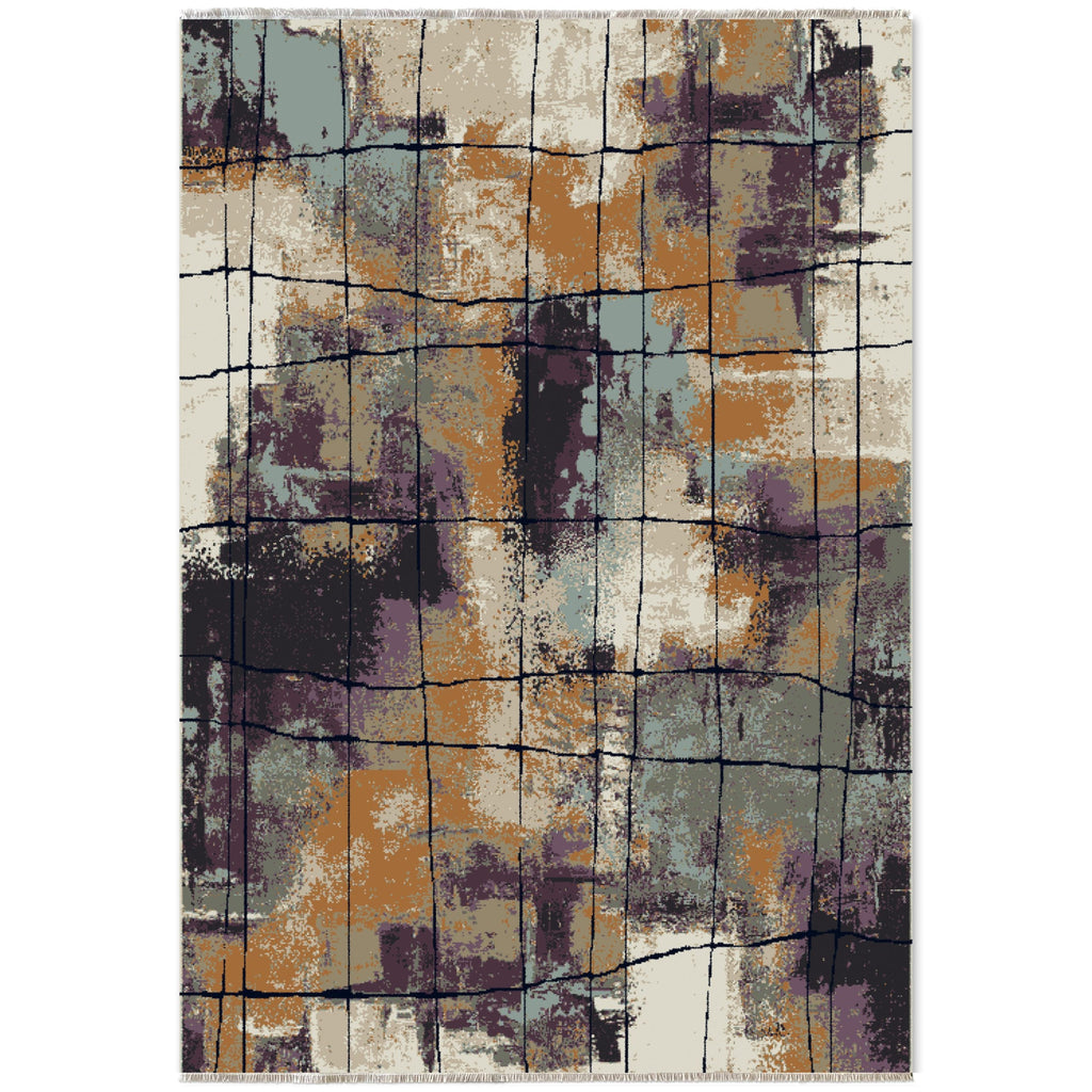 Détail du motif du tapis moderne gris lavable Pauline