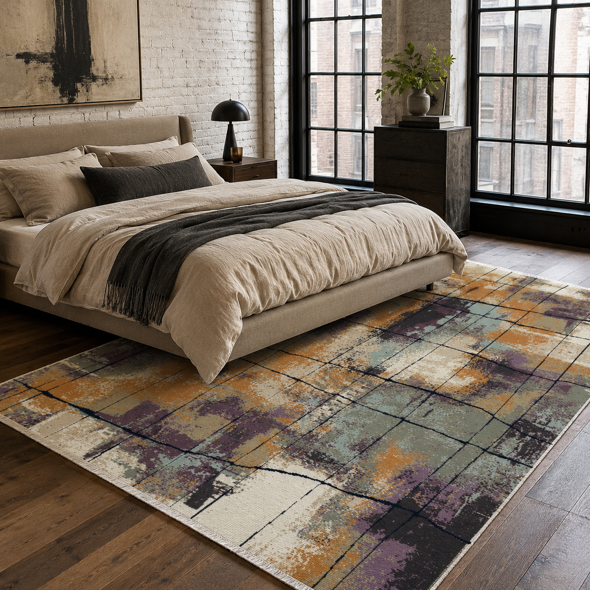 Tapis Moderne Gris Lavable Pauline, vue 4