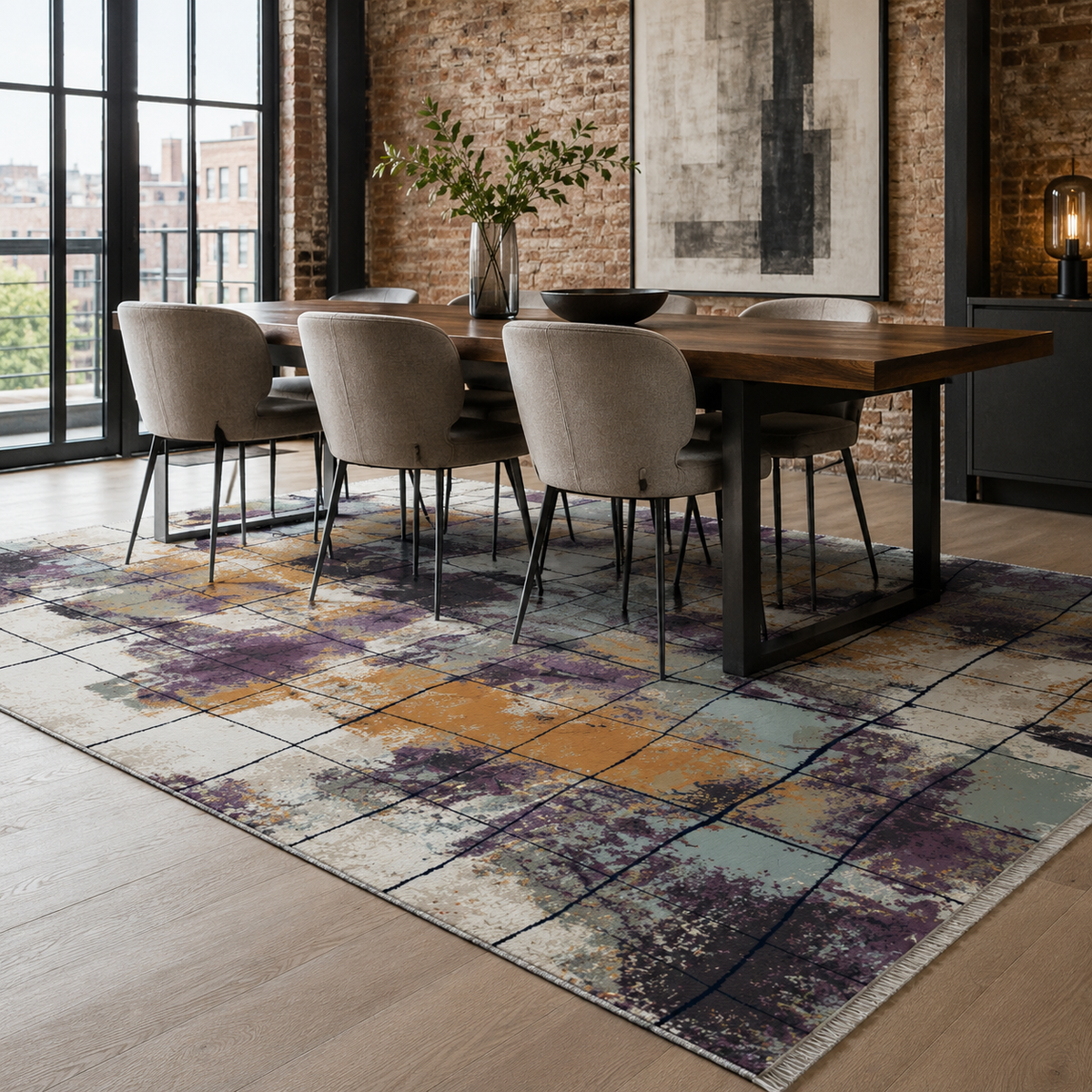Tapis Moderne Gris Lavable Pauline, vue 5