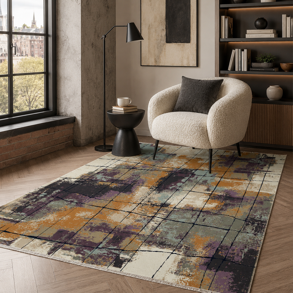 Tapis Moderne Gris Lavable Pauline, vue 7