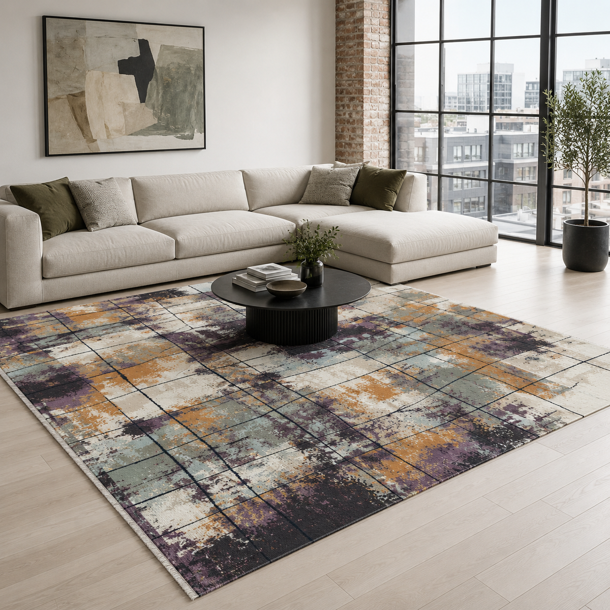 Tapis Moderne Gris Lavable Pauline, vue 8