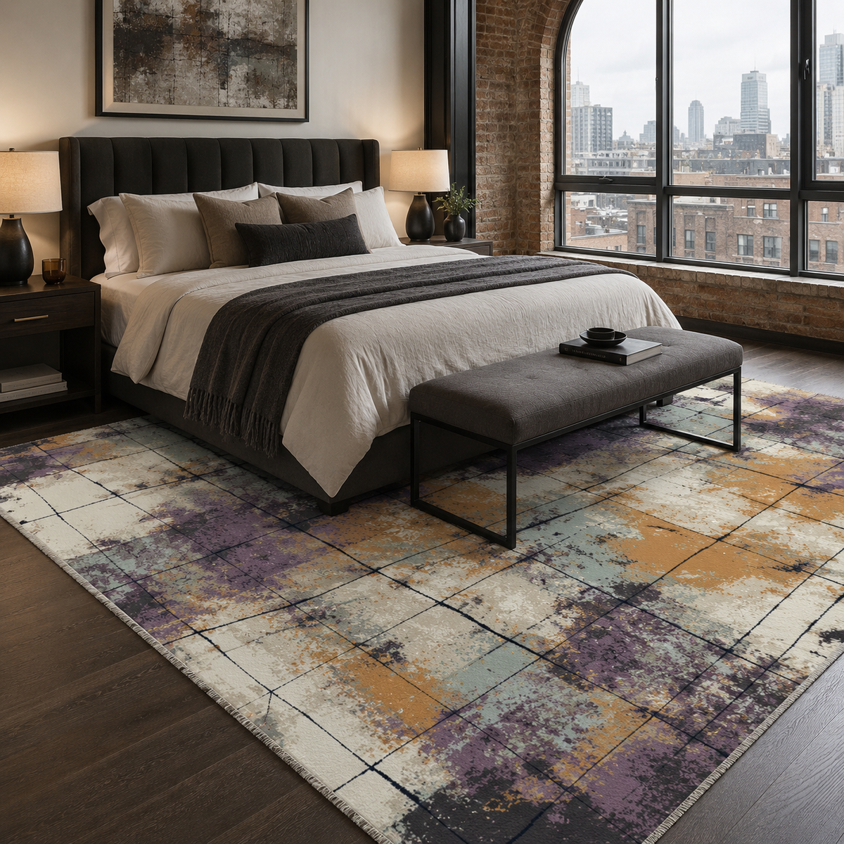 Tapis Moderne Gris Lavable Pauline, vue 9