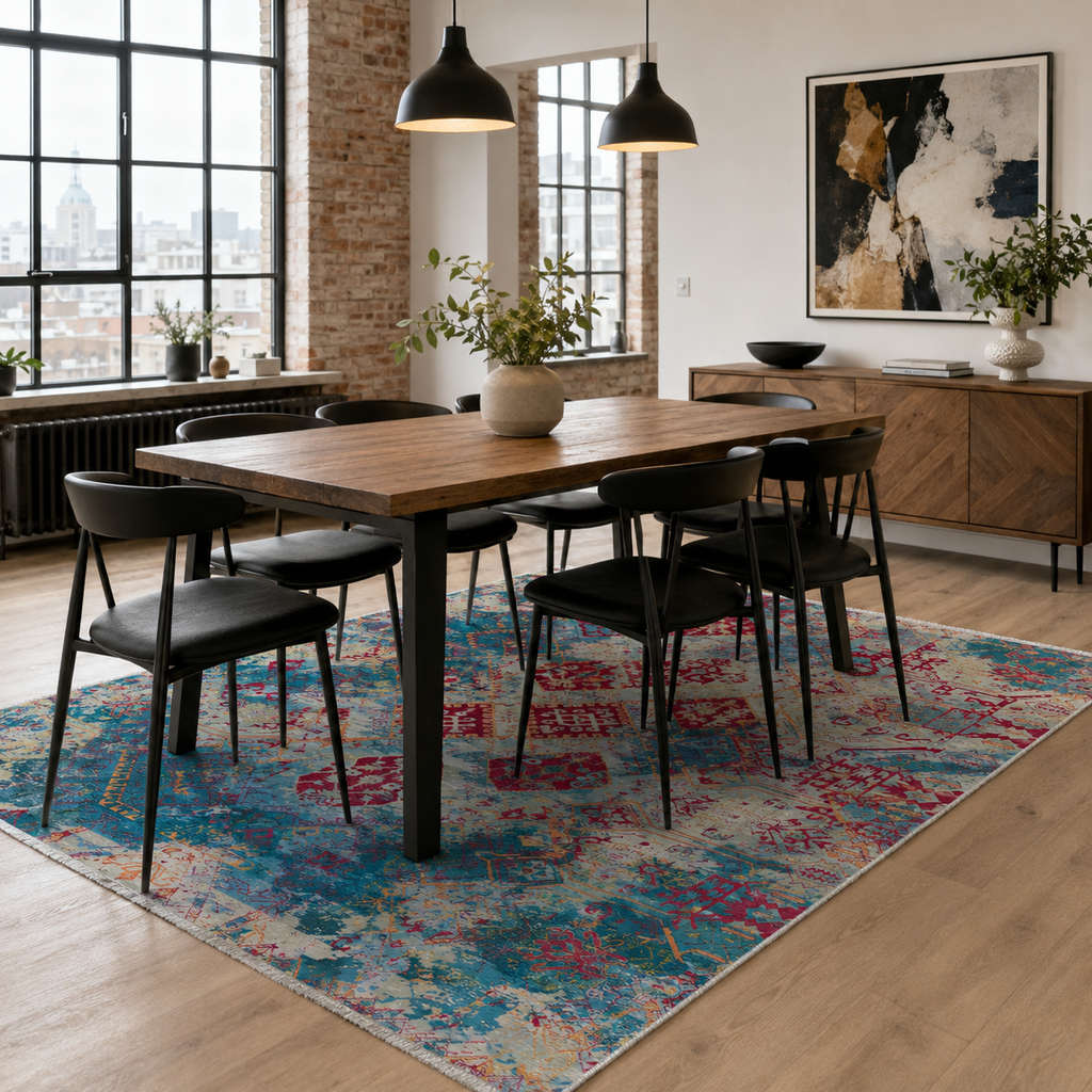 Tapis Ethnique Bordeaux Lavable Calista, vue 3