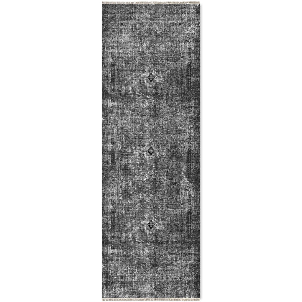 Détail du motif du tapis vintage gris lavable Odette