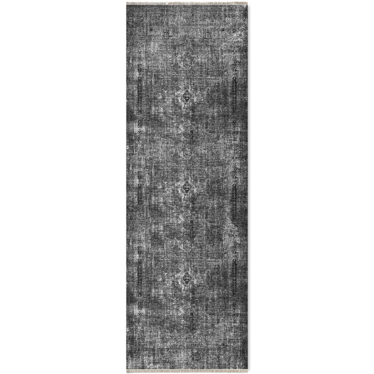 Détail du motif du tapis vintage gris lavable Odette