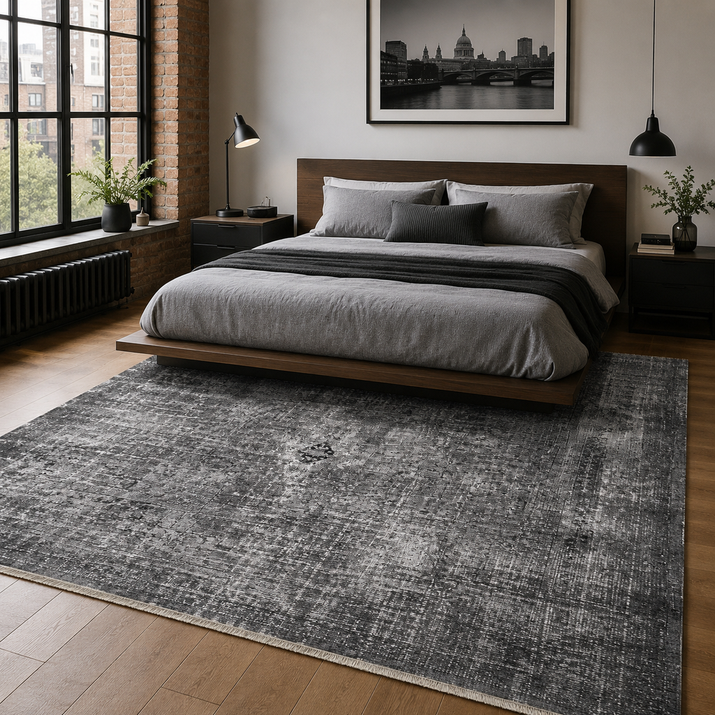 Tapis Vintage Gris Lavable Odette, vue 3