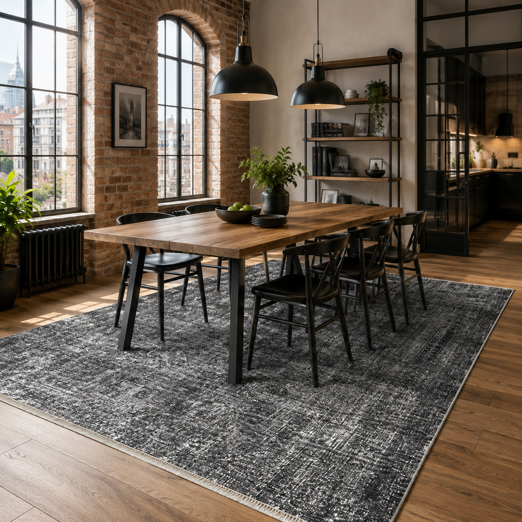Tapis Vintage Gris Lavable Odette, vue 4
