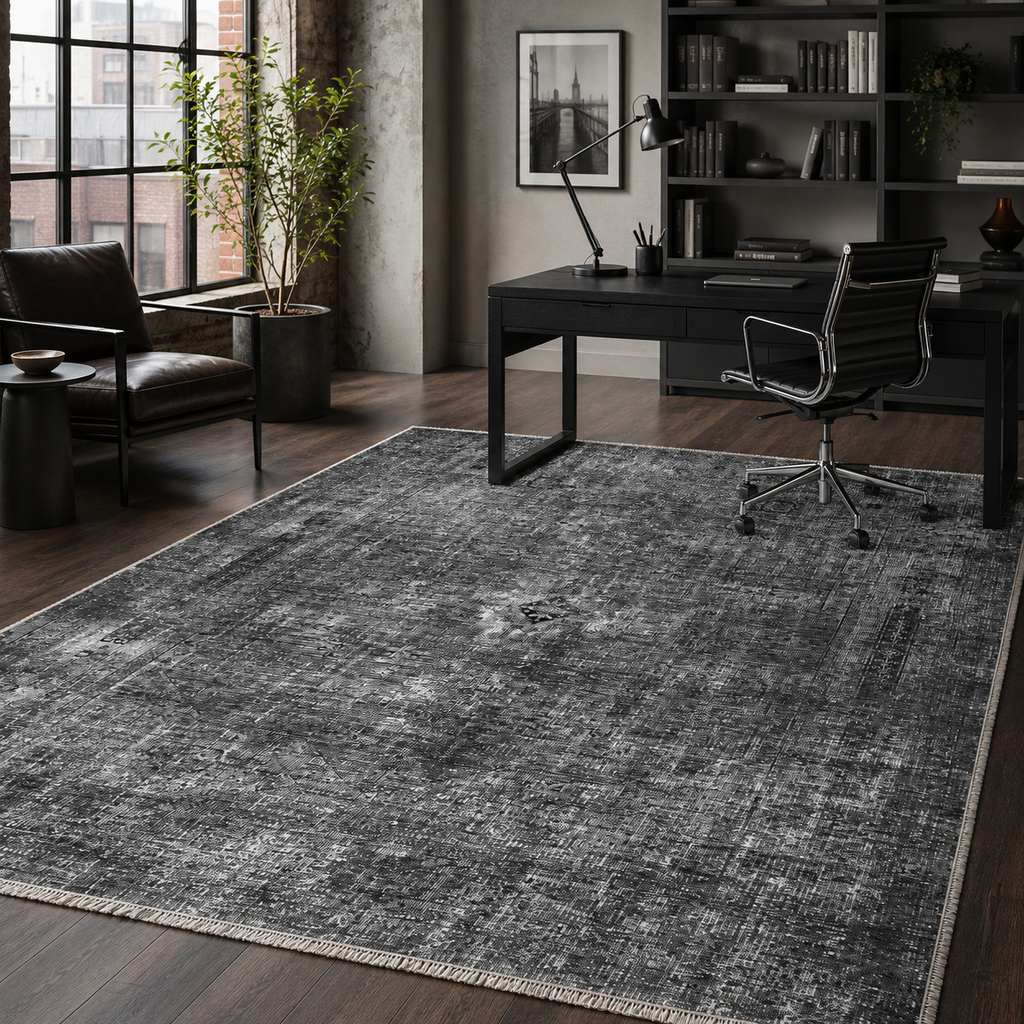 Tapis Vintage Gris Lavable Odette, vue 5