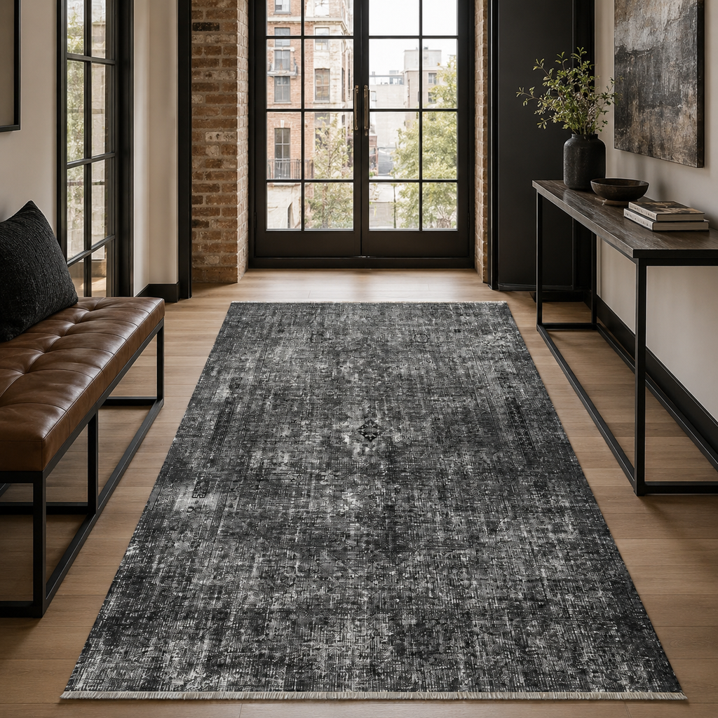 Tapis Vintage Gris Lavable Odette, vue 7