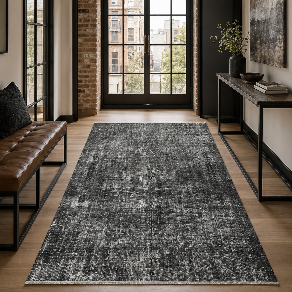 Tapis Vintage Gris Lavable Odette, vue 7