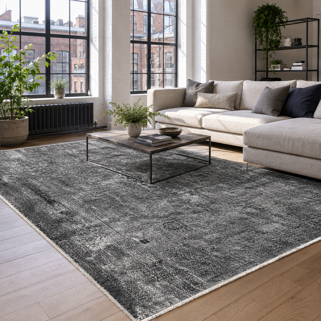 Tapis Vintage Gris Lavable Odette, vue 9