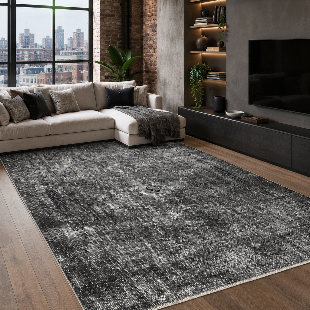 Tapis Vintage Gris Lavable Odette, vue 10