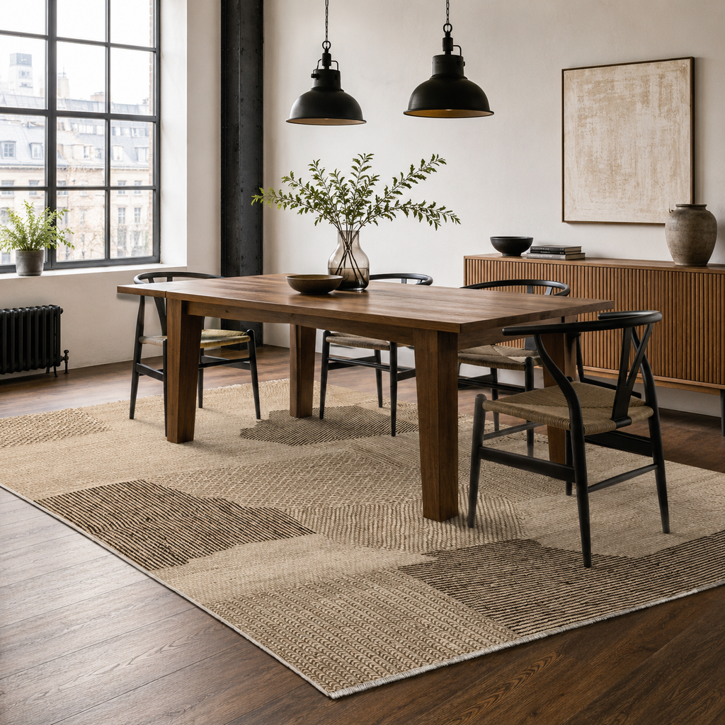 Tapis Géométrique Moderne Bleu Marine Lavable Selena, vue 4