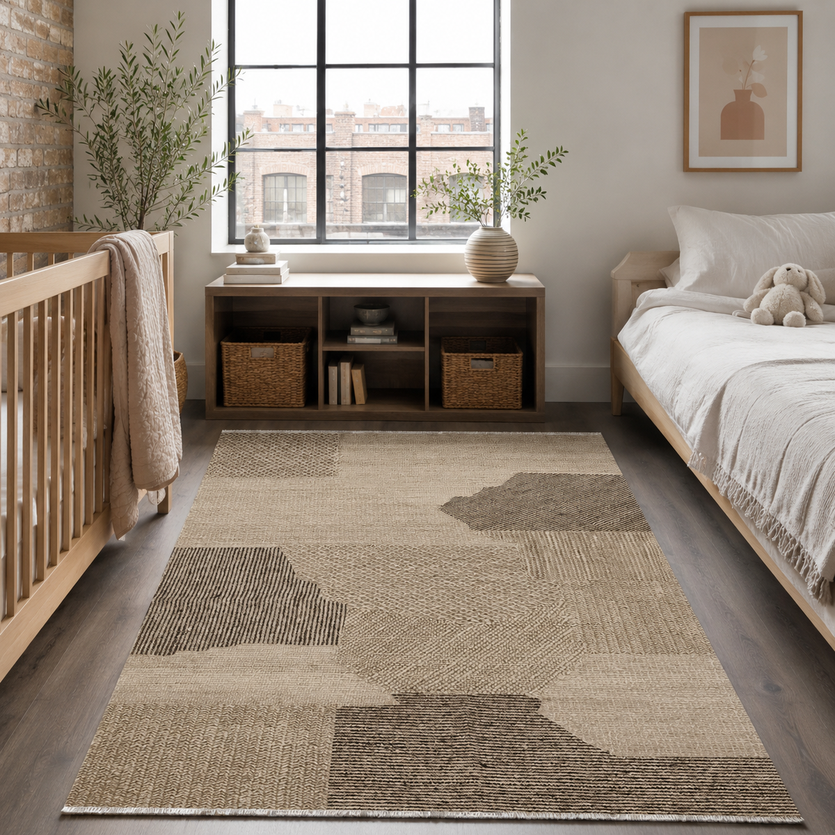 Tapis Géométrique Moderne Bleu Marine Lavable Selena, vue 9