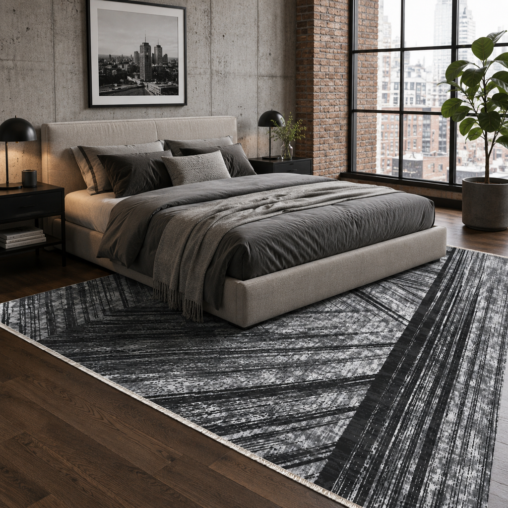 Tapis Moderne Gris Lavable Isaline, vue 5