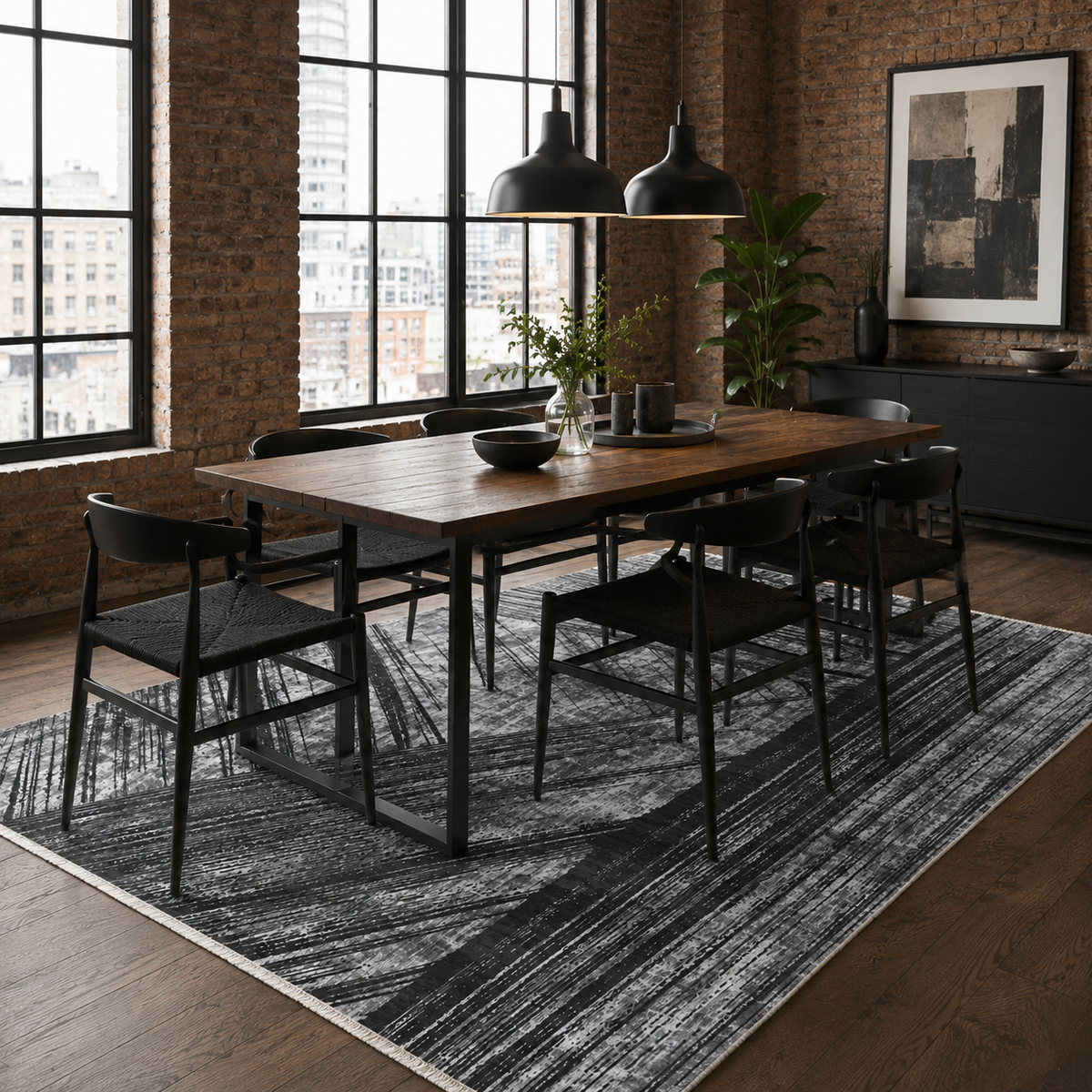 Tapis Moderne Gris Lavable Isaline, vue 6