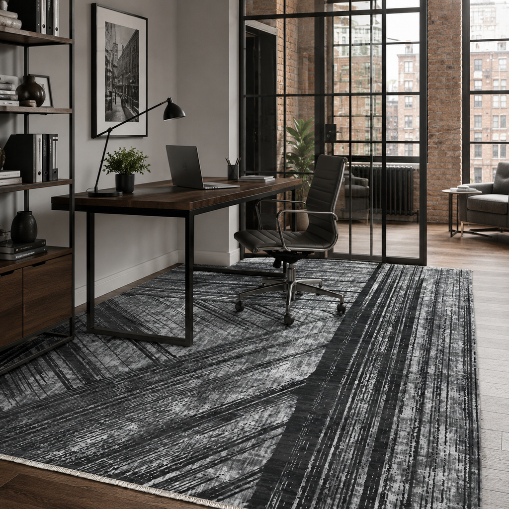 Tapis Moderne Gris Lavable Isaline, vue 7