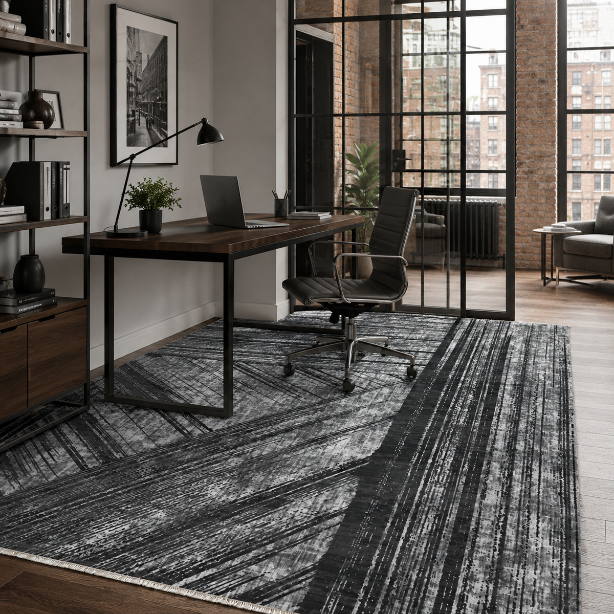 Tapis Moderne Gris Lavable Isaline, vue 7
