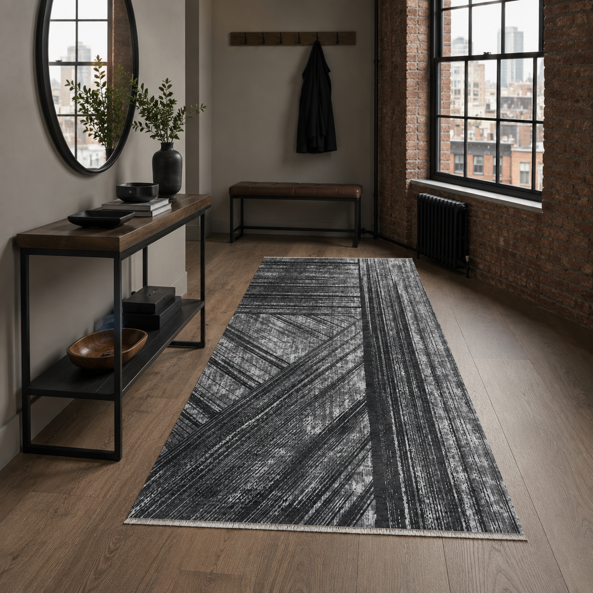 Tapis Moderne Gris Lavable Isaline, vue 8