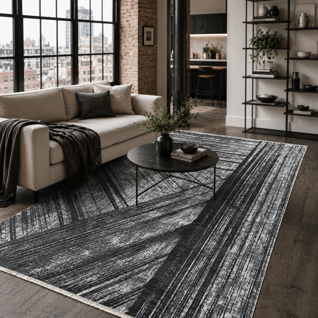 Tapis Moderne Gris Lavable Isaline, vue 10