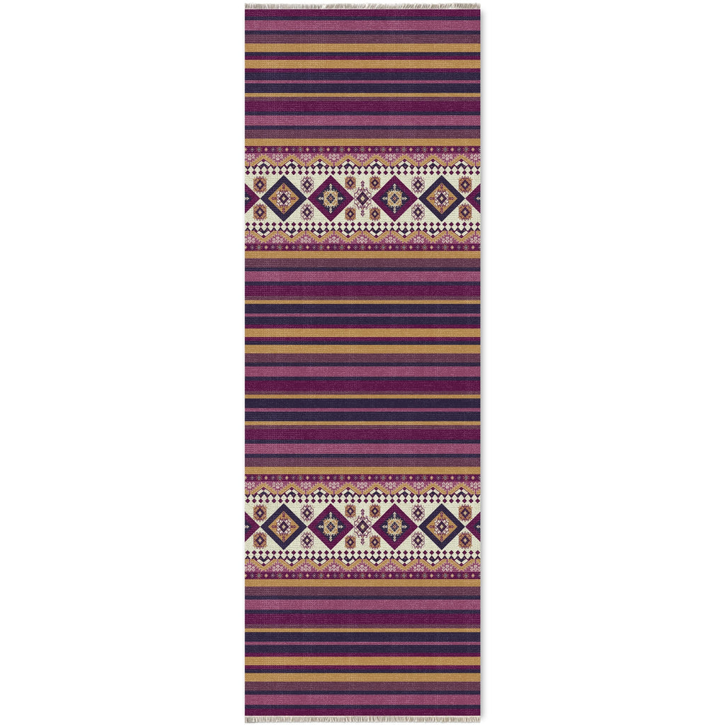 Détail du motif du tapis ethnique gris lavable Ilona