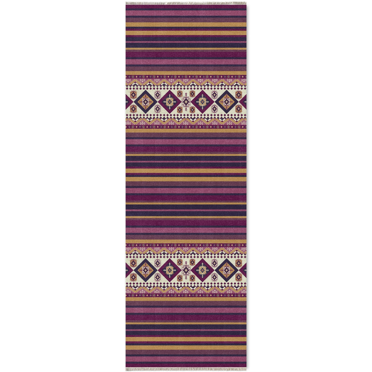 Détail du motif du tapis ethnique gris lavable Ilona