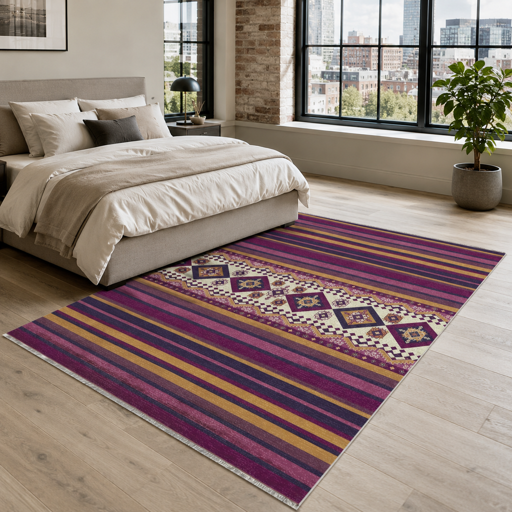 Tapis Ethnique Gris Lavable Ilona, vue 4
