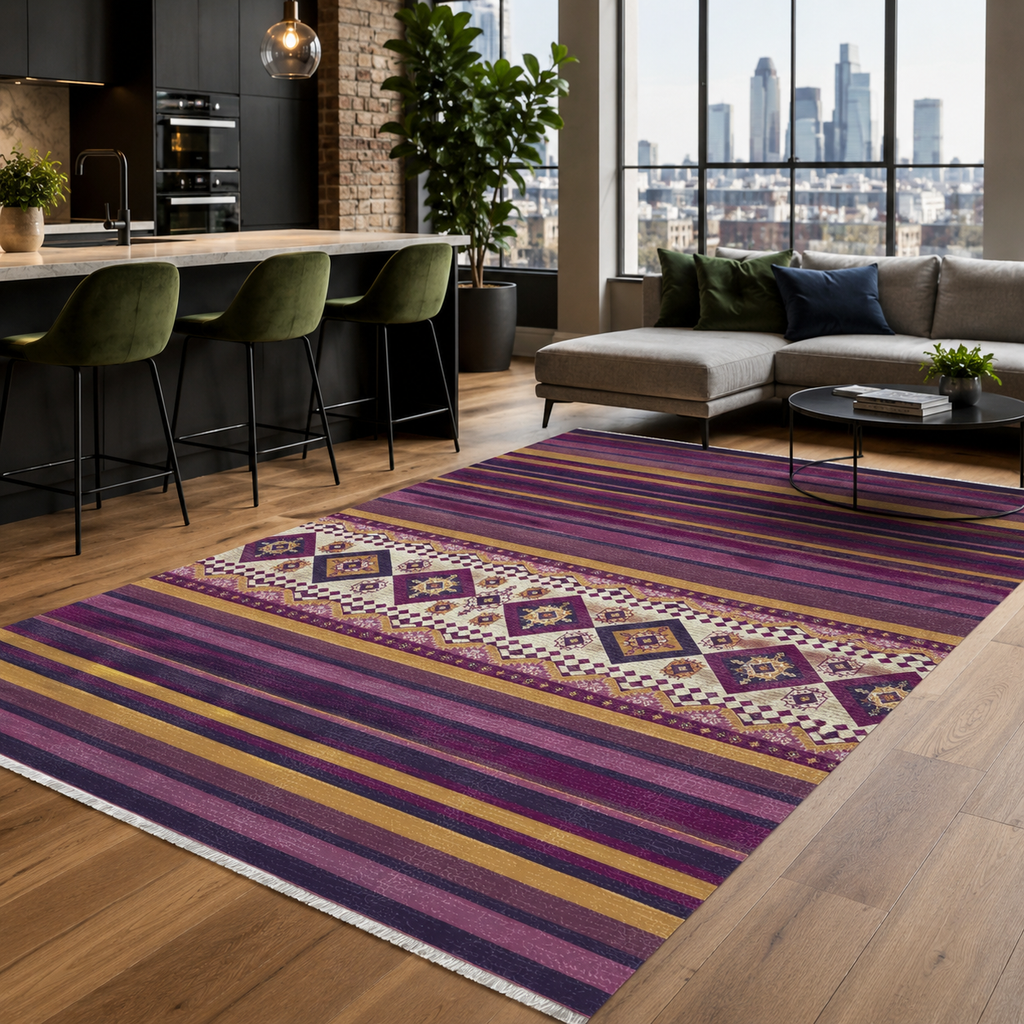 Tapis Ethnique Gris Lavable Ilona, vue 8