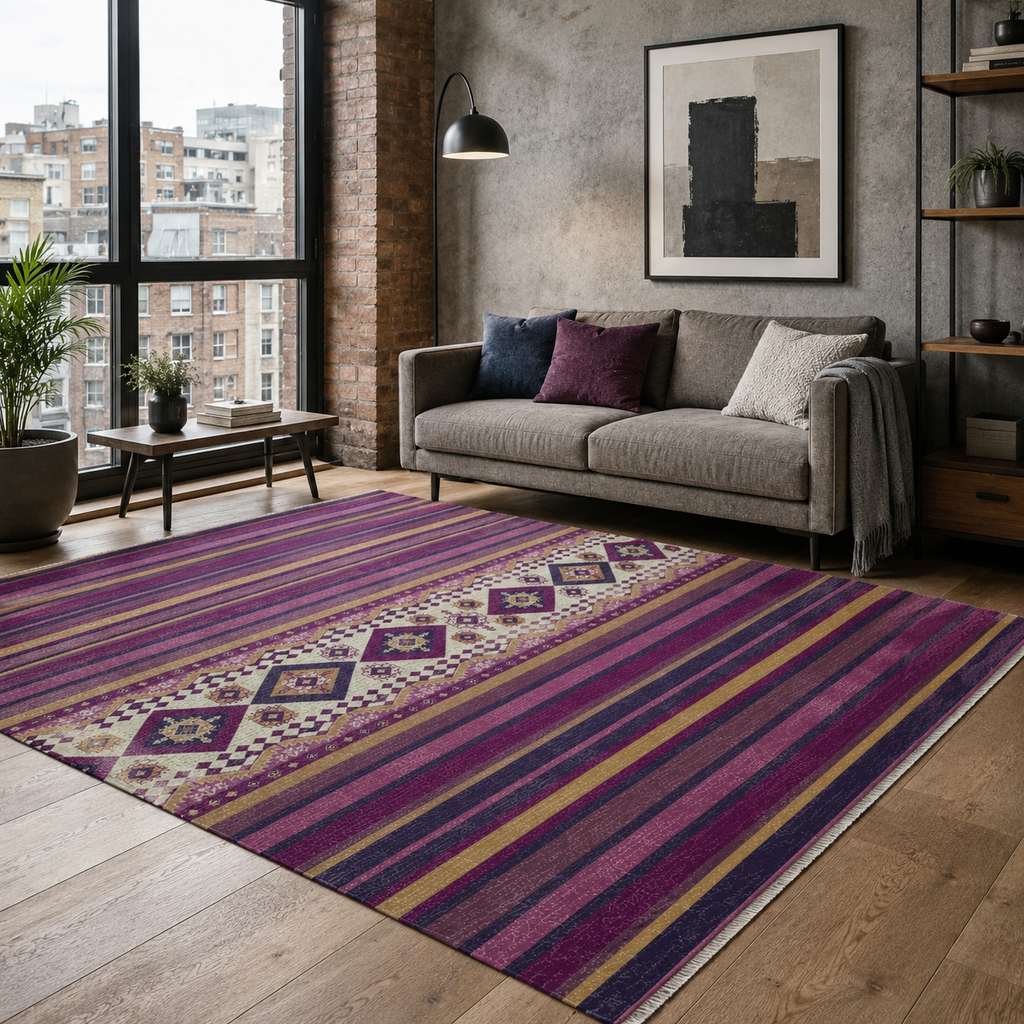 Tapis Ethnique Gris Lavable Ilona, vue 9