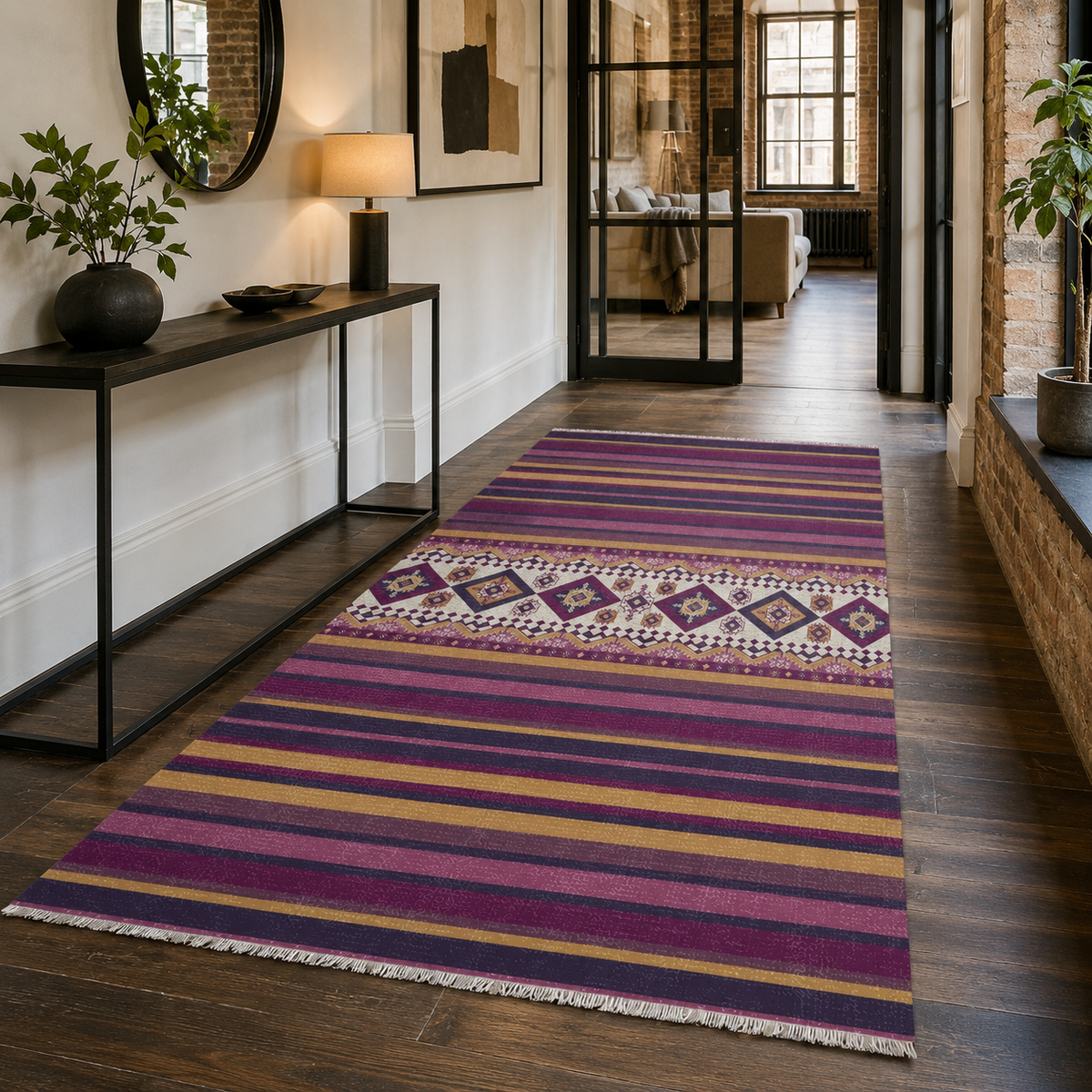 Tapis Ethnique Gris Lavable Ilona, vue 10