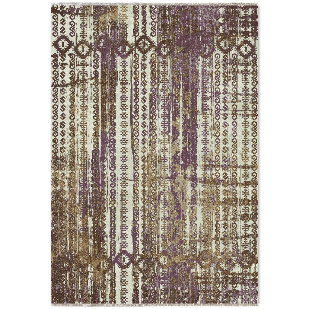 Détail du motif du tapis ethnique gris lavable Constance
