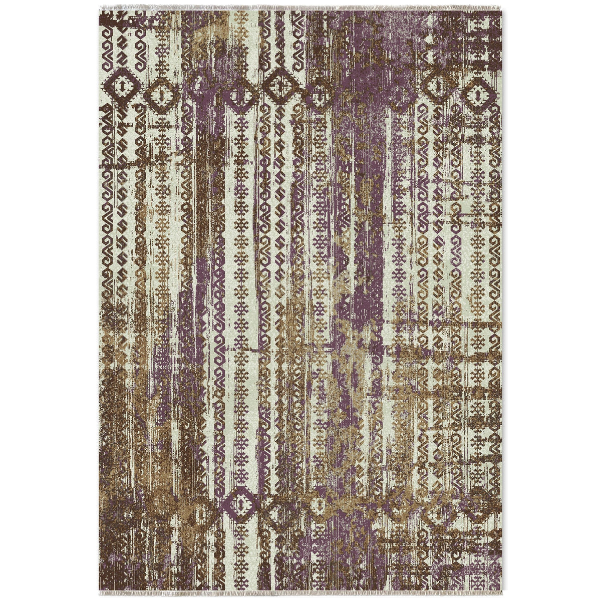 Détail du motif du tapis ethnique gris lavable Constance
