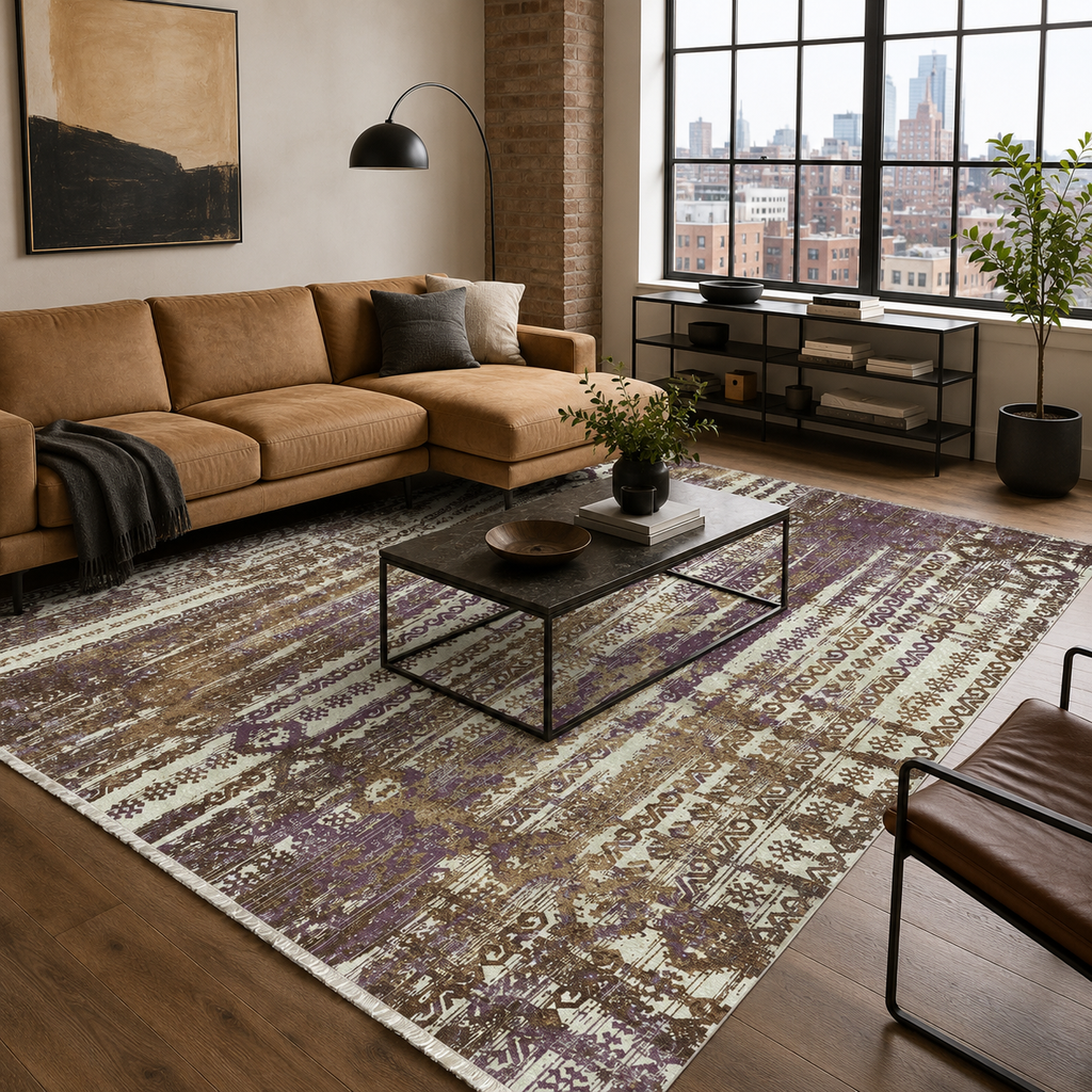 Tapis Ethnique Gris Lavable Constance, vue 3