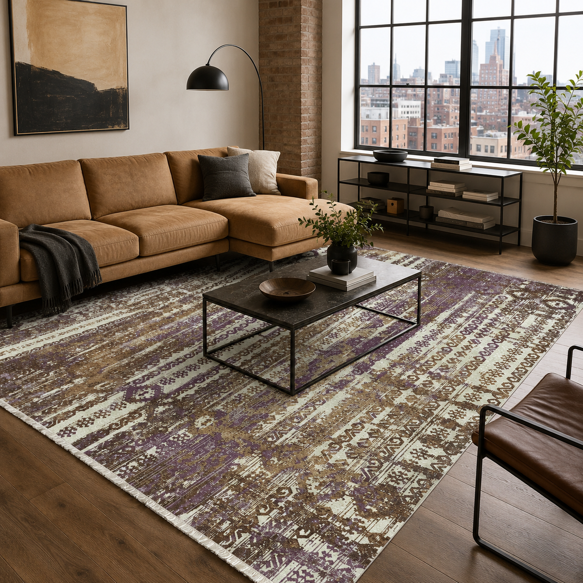 Tapis Ethnique Gris Lavable Constance, vue 3
