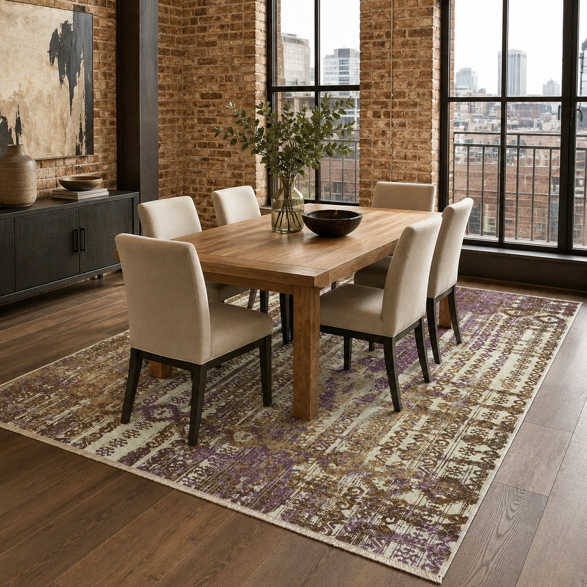 Tapis Ethnique Gris Lavable Constance, vue 5