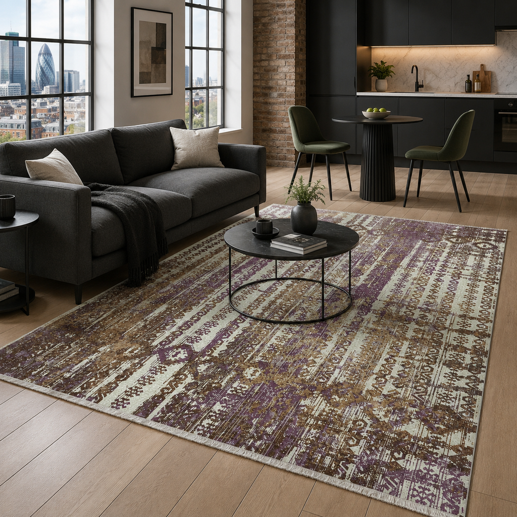 Tapis Ethnique Gris Lavable Constance, vue 9