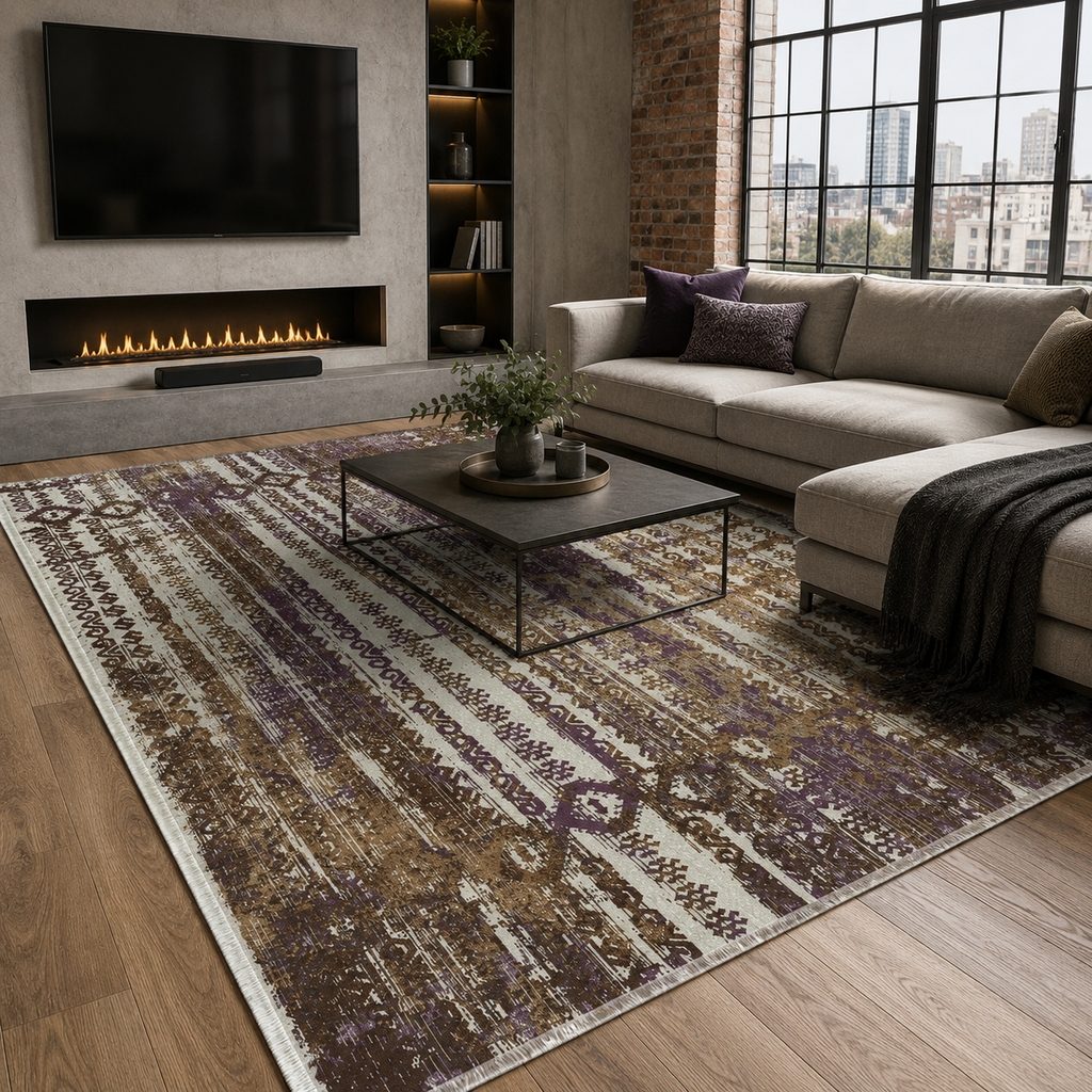 Tapis Ethnique Gris Lavable Constance, vue 10
