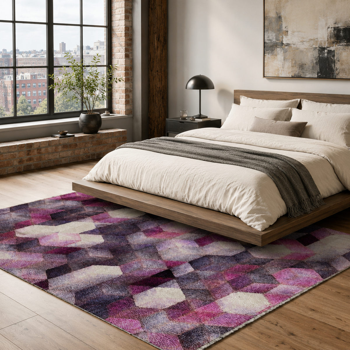 Tapis Moderne Gris Lavable Quitterie, vue 5